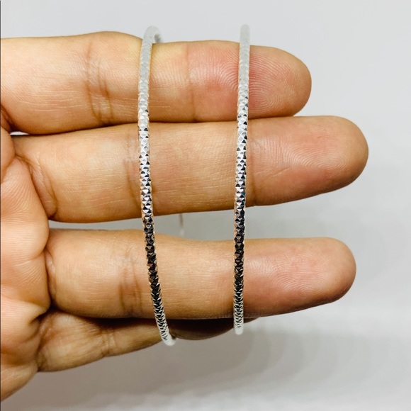 Sterling Silver 925 Hoop Earrings 2.75” - Picture 4 of 8